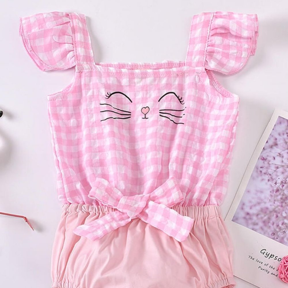 Baby Plaid Cat Graphic Bodysuit